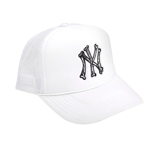 Shmeel x Austen AG NY Logo "Bone" Trucker Hat White