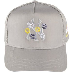 Grey Smiley NY Logo Trucker Hat