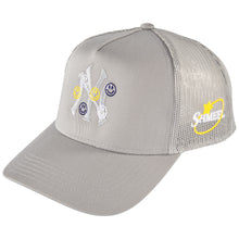 Load image into Gallery viewer, Grey Smiley NY Logo Trucker Hat