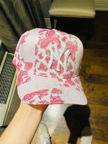 Pink Paisley Patchwork NY Logo Hat